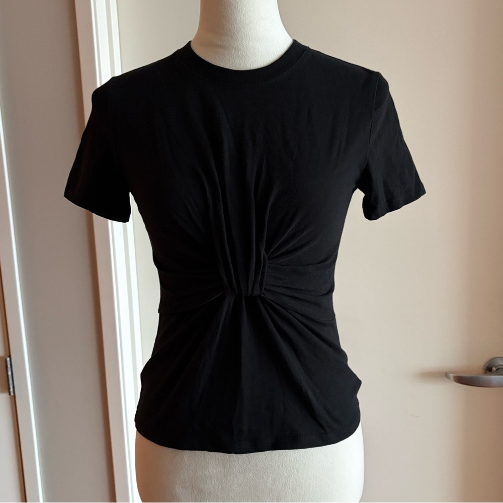 T by Alexander Wang Black High Twist Front Tee T-Shirt Top XS Designer